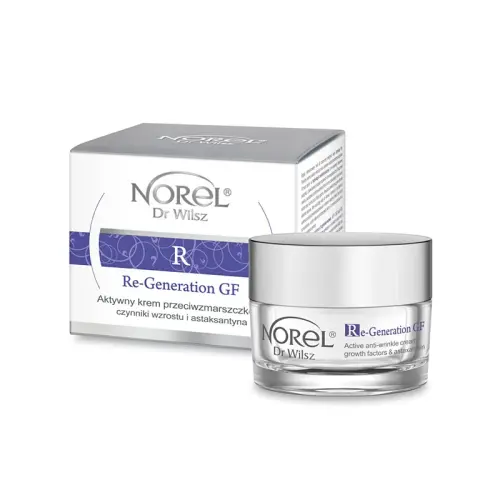 Re-generation.webp  NOREL Re-Generation GF  Aktywny krem przeciwzmarszczkowy  czynniki wzrostu i astaksantyna 50 ml