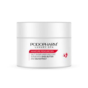 PODOPHARM MANICURE PEDICURE SPA peeling solno-cukrowy do dłoni i stóp z masłem shea i goji, 300 g 