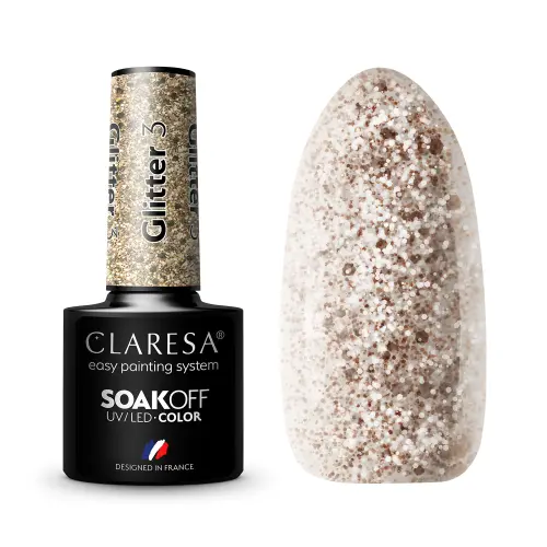 GLITTER 3.jpg  CLARESA LAKIER HYBRYDOWY GLITTER 3 - 5 g