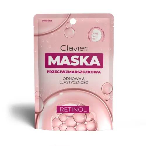 Retinol-2.webp  Clavier Maska do twarzy w płacie , przeciwzmarszczkowa z retinolem, 25ml