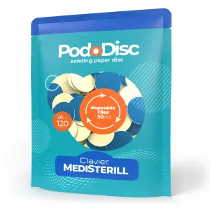  Clavier Medisterill Nakładki Ścierne PodoDisc M 20mm do Pedicure gradacja 120, 50szt. 