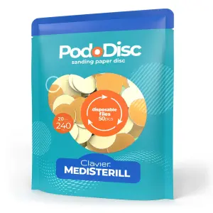 Clavier Medisterill Nakładki Ścierne PodoDisc M 20mm do Pedicure gradacja 240, 50szt. 