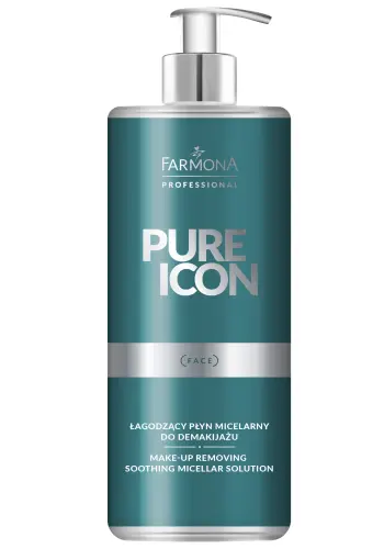 Pure Icon  ŁAGODZĄCY PŁYN MICELARNY DO DEMAKIJAŻU 500ML.png  Farmona PURE ICON Łagodzący płyn micelarny do demakijażu 500 ml