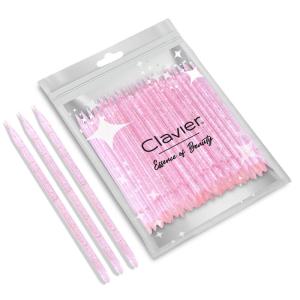 Clavier Patyczki do skórek plastikowe brokat, różowe, 50szt.