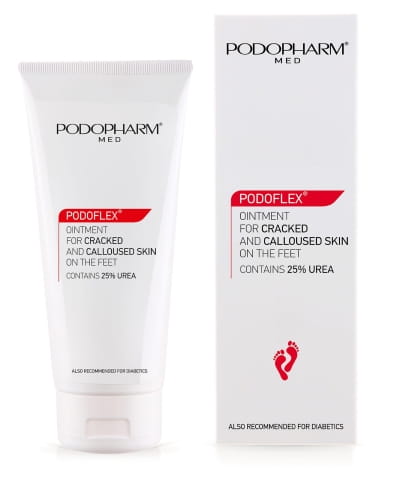 PODOFLEX-Masc-do-popekanej-i-zrogowacialej-skory-stop.jpg  PODOPHARM Maść do popękanej i zrogowaciałej skóry stóp 25% mocznika 100 ml